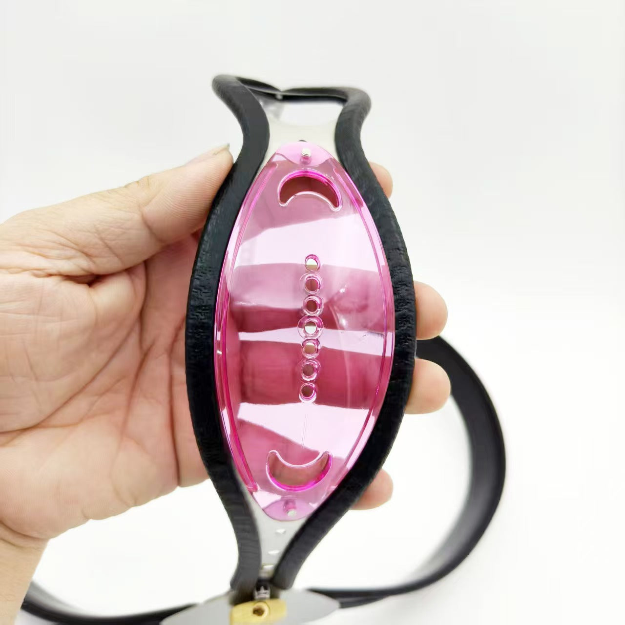 Pink Transparent Panel Heart-Lock Chastity Belt - Image 2