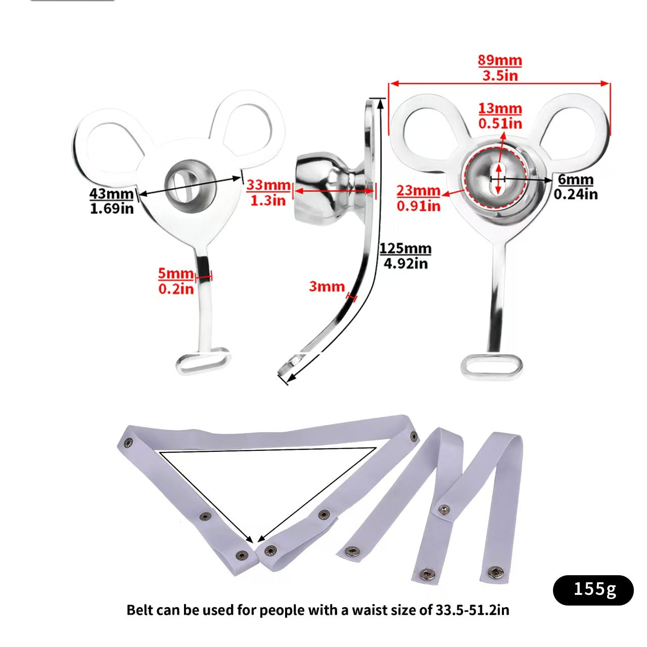 Inverted Urethral Chastity Cage with Elastic Belt - Image 8