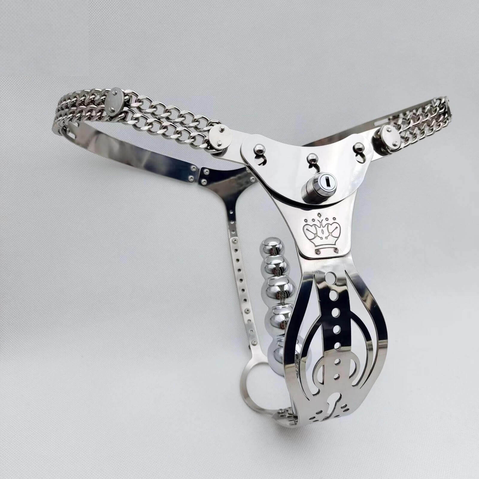 Hollow-Pattern 316 Stainless Steel Chastity Belt - Image 3